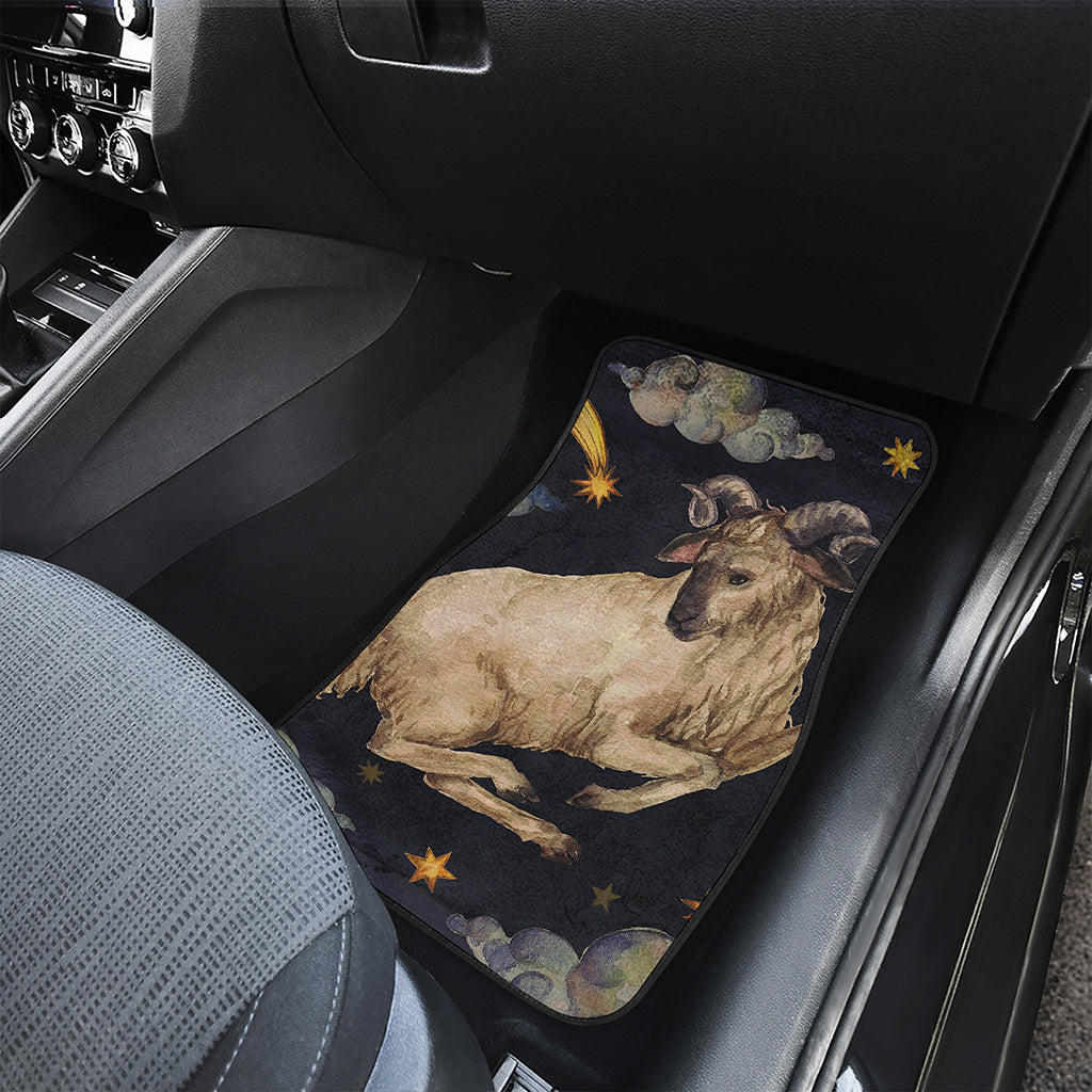 Watercolor Aries Zodiac Sign Print Front and Back Car Floor Mats