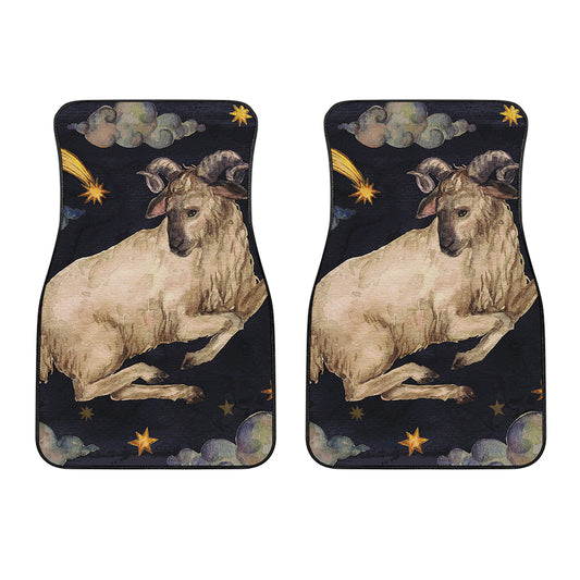 Watercolor Aries Zodiac Sign Print Front Car Floor Mats