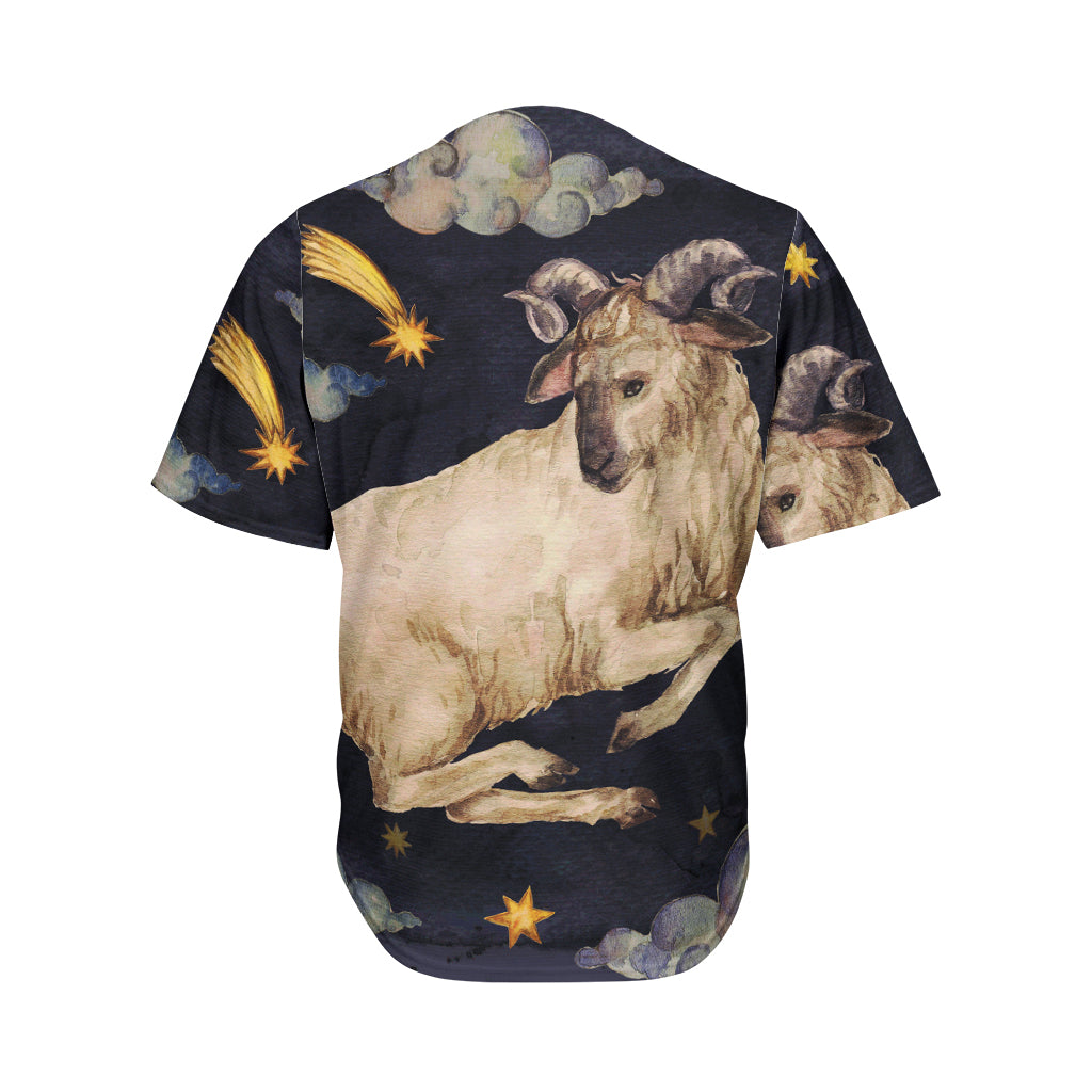 Watercolor Aries Zodiac Sign Print Men's Baseball Jersey