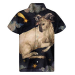 Watercolor Aries Zodiac Sign Print Men's Short Sleeve Shirt
