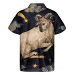 Watercolor Aries Zodiac Sign Print Men's Short Sleeve Shirt