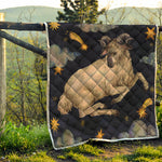 Watercolor Aries Zodiac Sign Print Quilt
