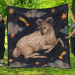 Watercolor Aries Zodiac Sign Print Quilt