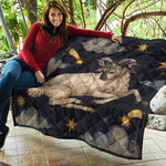 Watercolor Aries Zodiac Sign Print Quilt