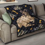 Watercolor Aries Zodiac Sign Print Quilt