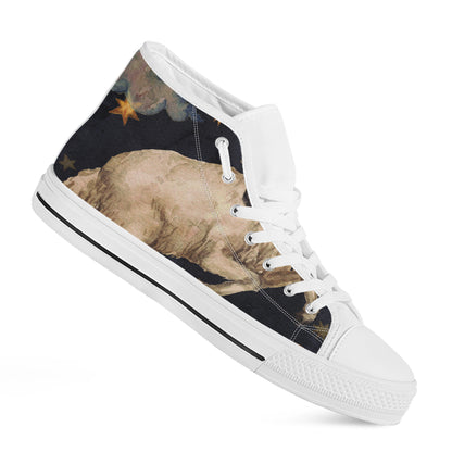 Watercolor Aries Zodiac Sign Print White High Top Shoes