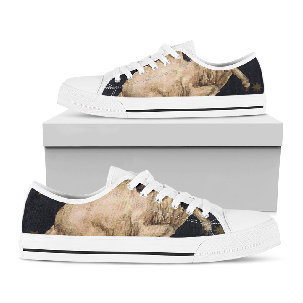Watercolor Aries Zodiac Sign Print White Low Top Shoes