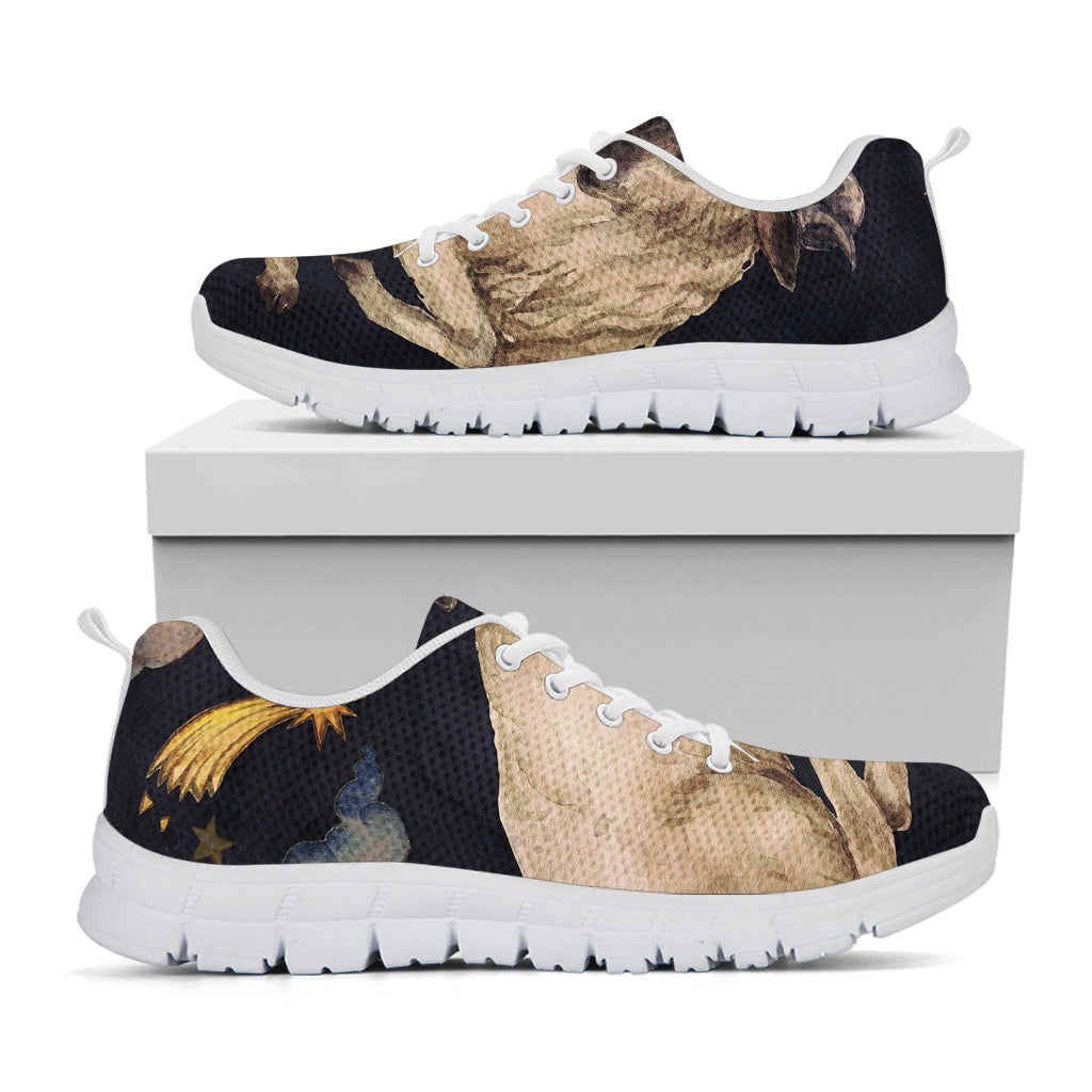 Watercolor Aries Zodiac Sign Print White Sneakers