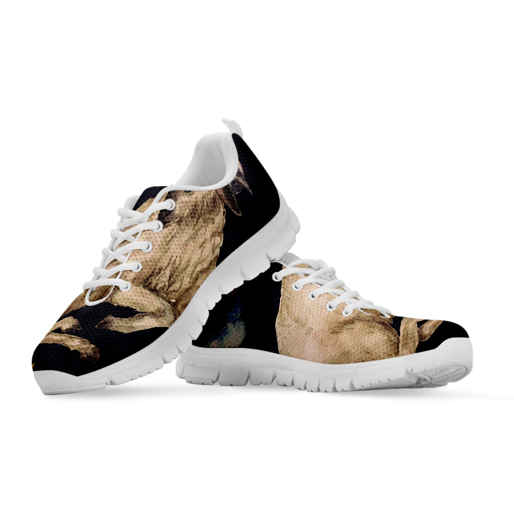 Watercolor Aries Zodiac Sign Print White Sneakers