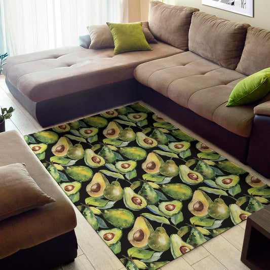 Watercolor Avocado Print Area Rug