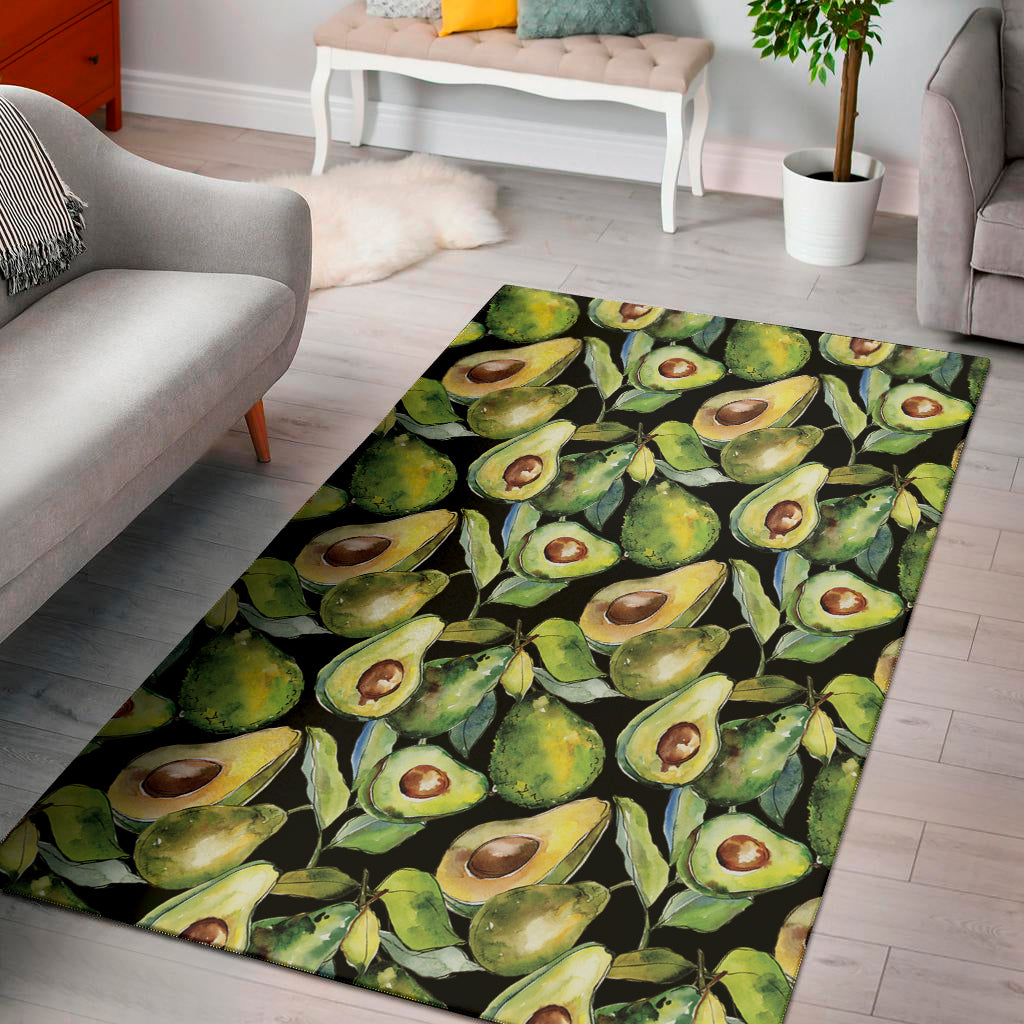 Watercolor Avocado Print Area Rug