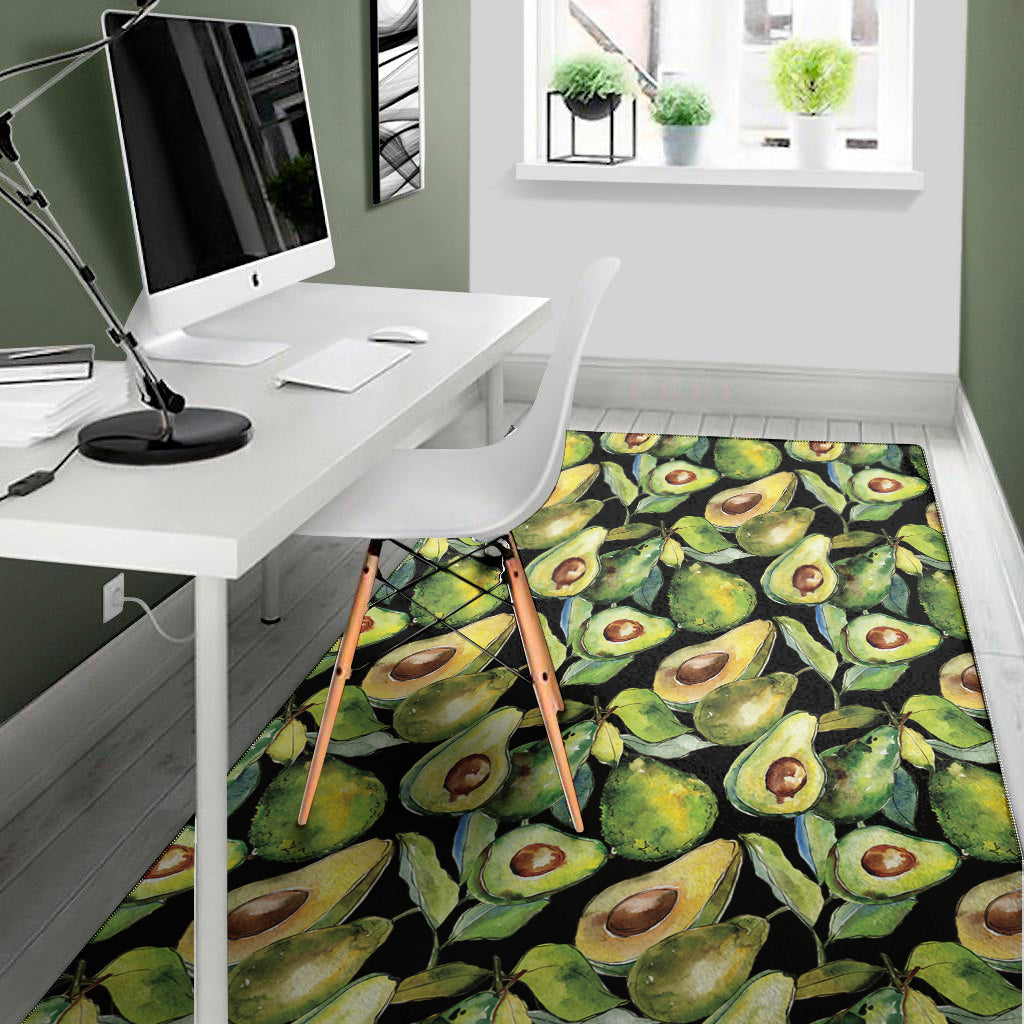 Watercolor Avocado Print Area Rug