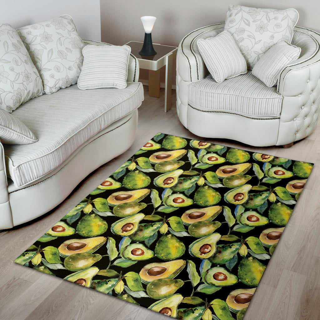 Watercolor Avocado Print Area Rug