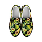 Watercolor Avocado Print Black Slip On Shoes