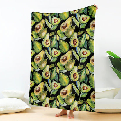 Watercolor Avocado Print Blanket