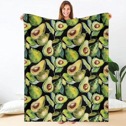 Watercolor Avocado Print Blanket