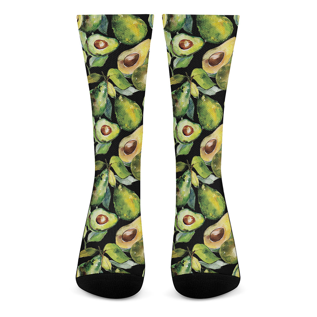 Watercolor Avocado Print Crew Socks