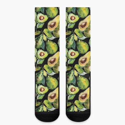 Watercolor Avocado Print Crew Socks