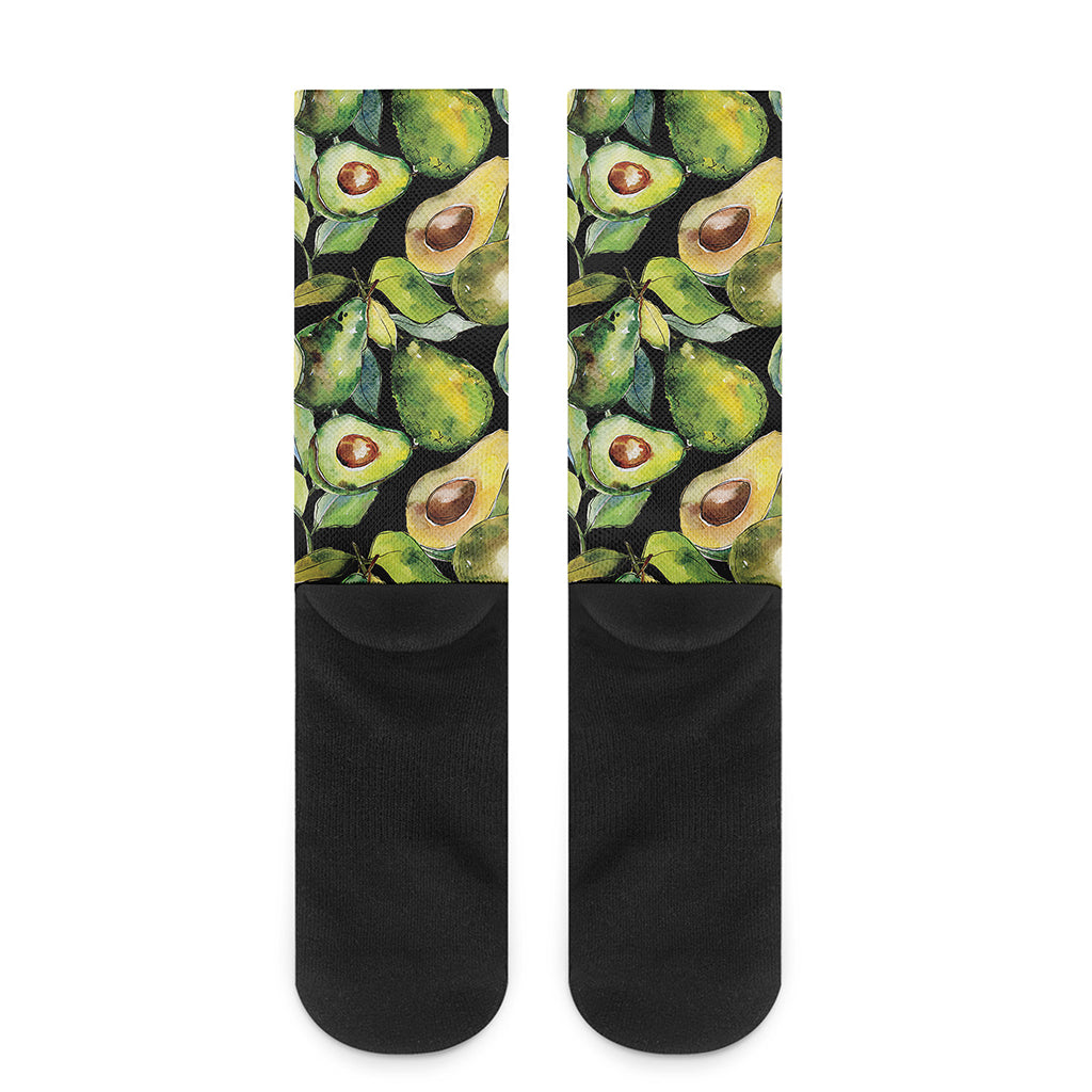 Watercolor Avocado Print Crew Socks