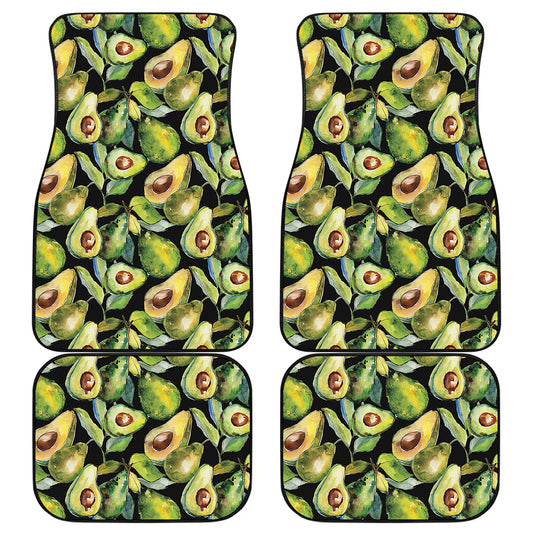 Watercolor Avocado Print Front and Back Car Floor Mats