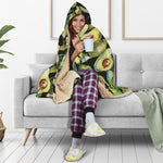 Watercolor Avocado Print Hooded Blanket