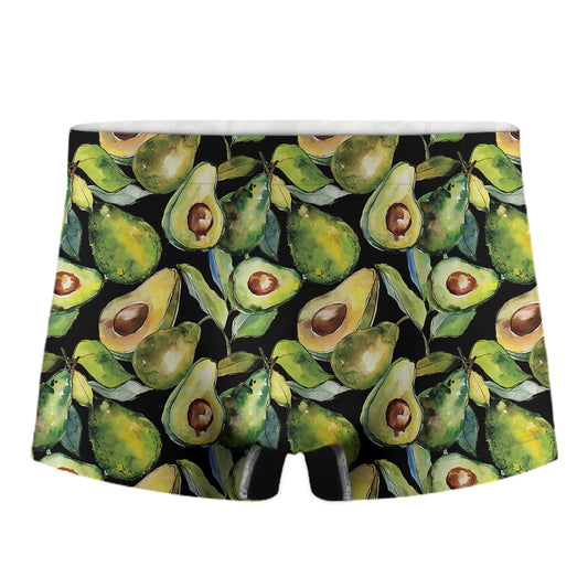 Watercolor Avocado Print Men's Boxer Briefs