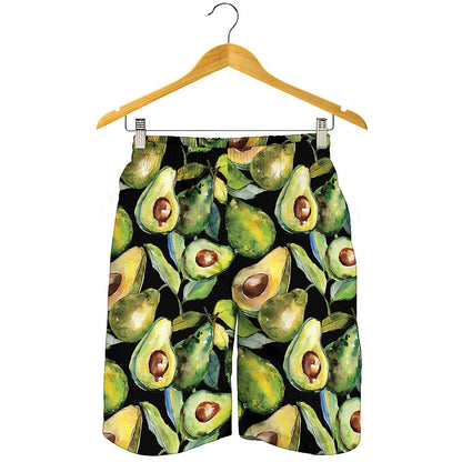 Watercolor Avocado Print Men's Shorts