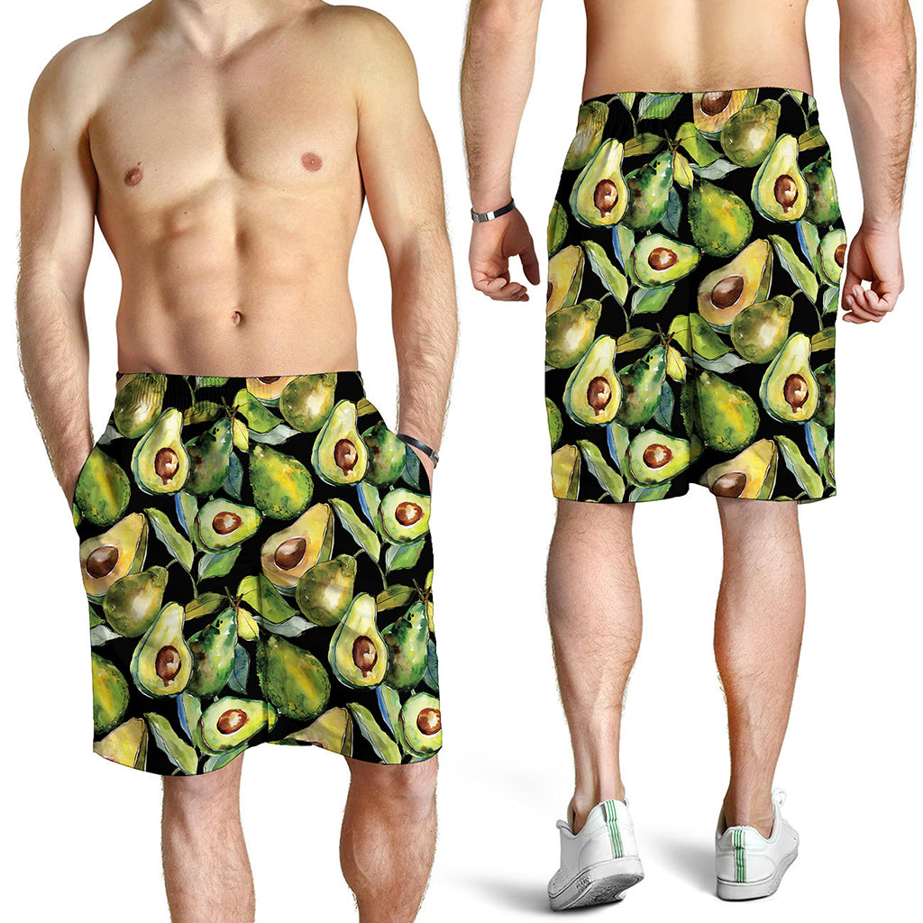 Watercolor Avocado Print Men's Shorts