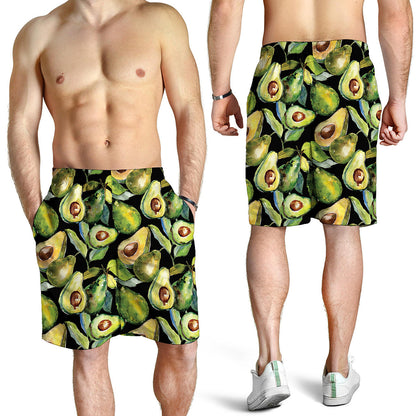 Watercolor Avocado Print Men's Shorts