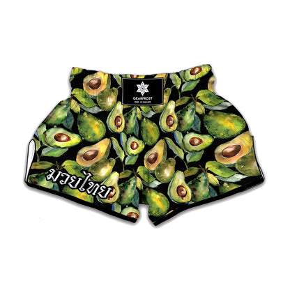 Watercolor Avocado Print Muay Thai Boxing Shorts