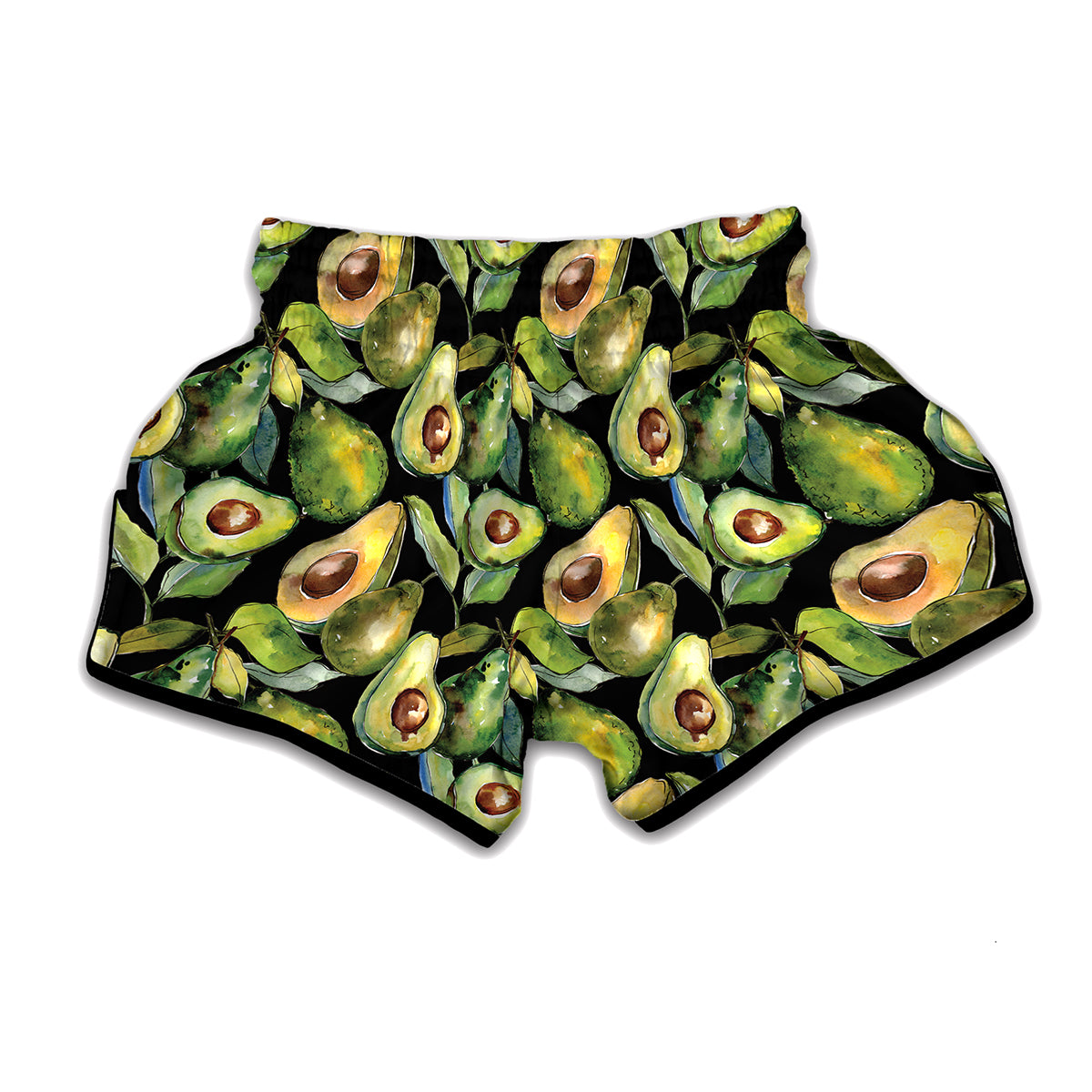 Watercolor Avocado Print Muay Thai Boxing Shorts