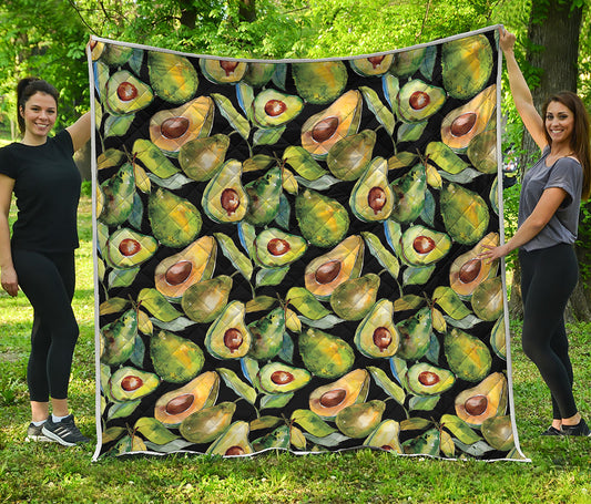 Watercolor Avocado Print Quilt