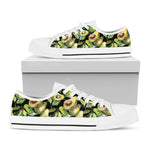 Watercolor Avocado Print White Low Top Shoes