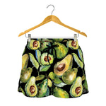 Watercolor Avocado Print Women's Shorts