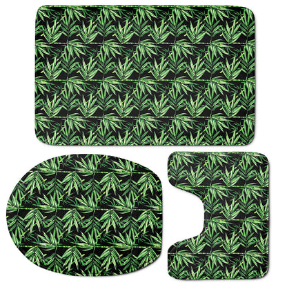 Watercolor Bamboo Pattern Print 3 Piece Bath Mat Set