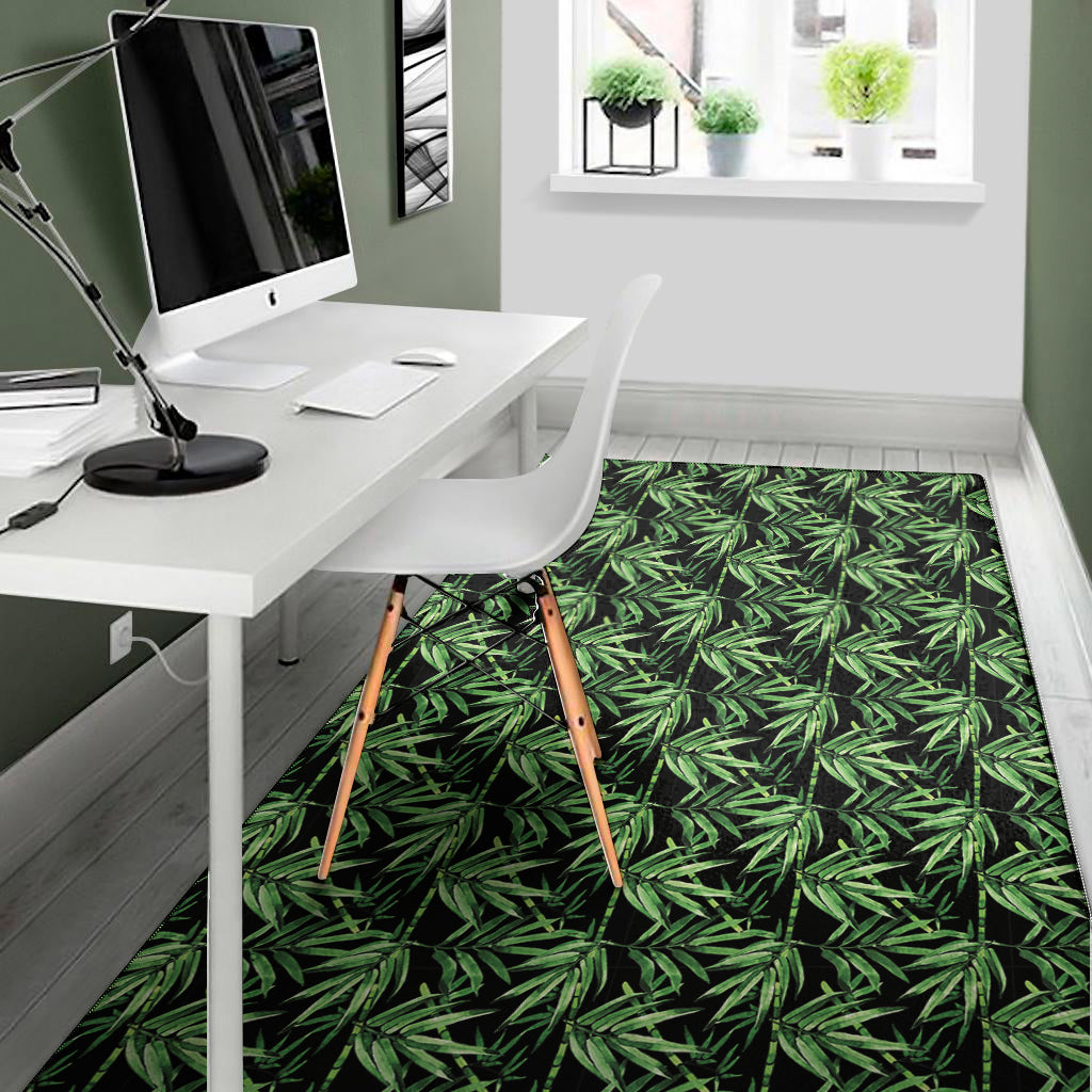 Watercolor Bamboo Pattern Print Area Rug