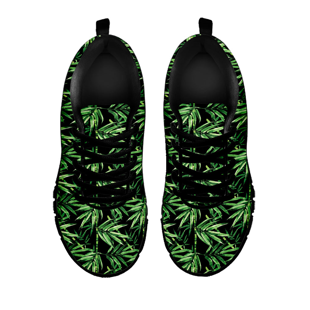 Watercolor Bamboo Pattern Print Black Sneakers