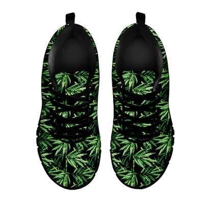 Watercolor Bamboo Pattern Print Black Sneakers