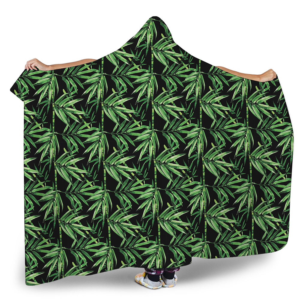 Watercolor Bamboo Pattern Print Hooded Blanket