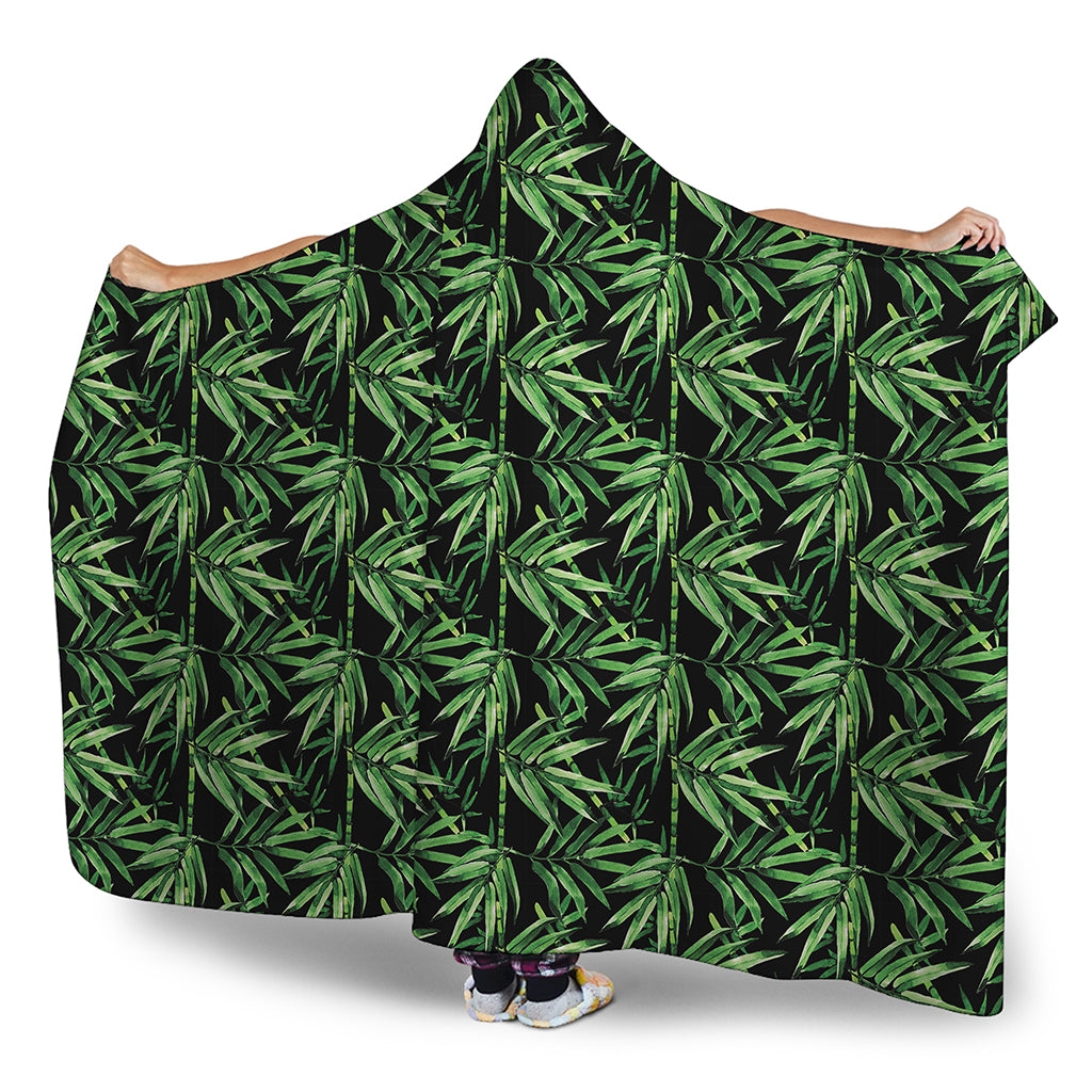 Watercolor Bamboo Pattern Print Hooded Blanket