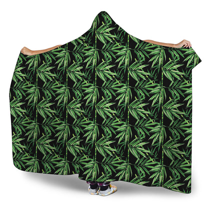 Watercolor Bamboo Pattern Print Hooded Blanket