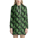 Watercolor Bamboo Pattern Print Hoodie Dress