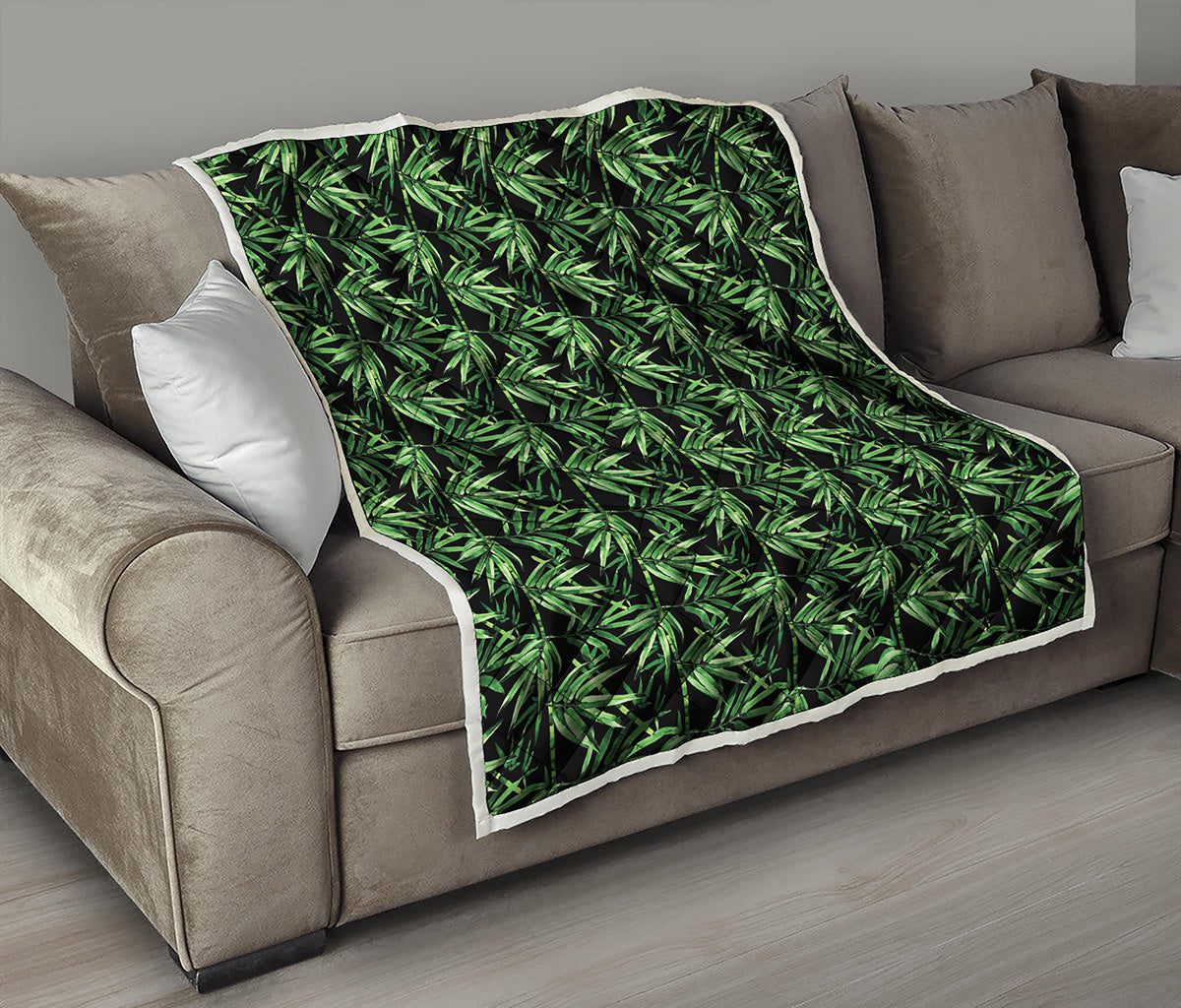 Watercolor Bamboo Pattern Print Quilt