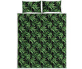 Watercolor Bamboo Pattern Print Quilt Bed Set