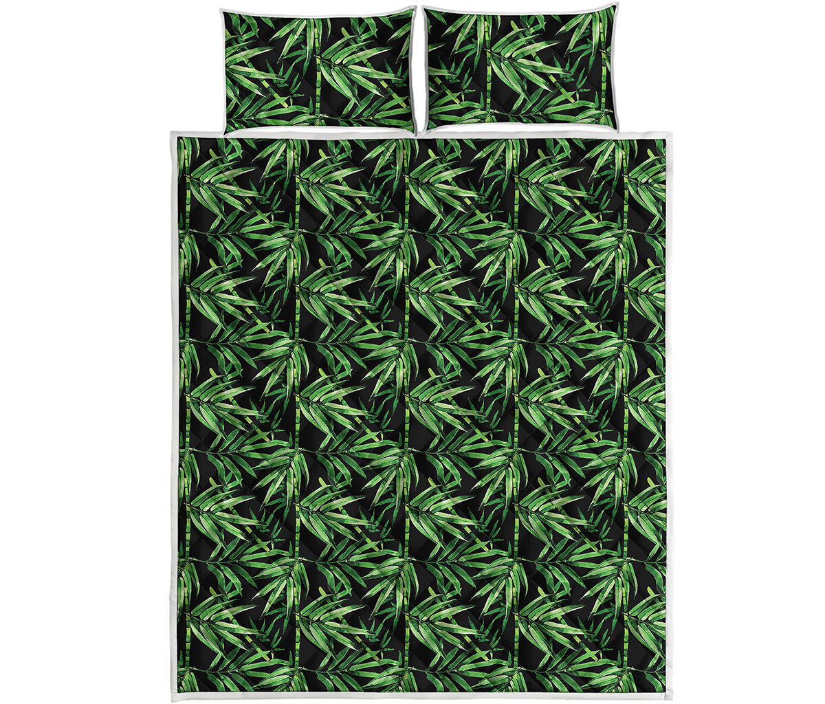 Watercolor Bamboo Pattern Print Quilt Bed Set