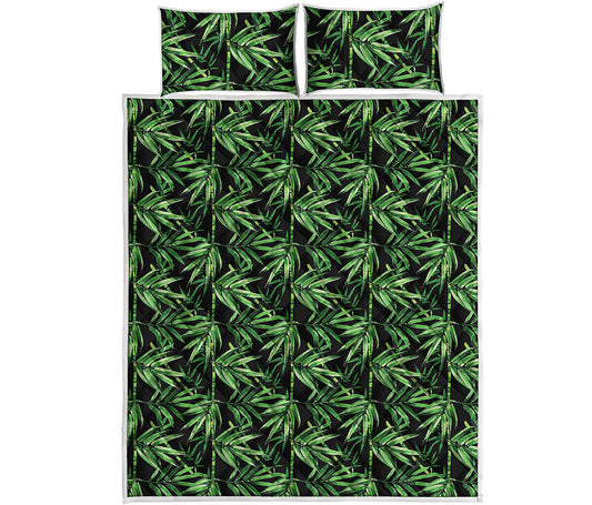 Watercolor Bamboo Pattern Print Quilt Bed Set