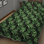 Watercolor Bamboo Pattern Print Quilt Bed Set