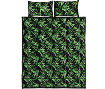 Watercolor Bamboo Pattern Print Quilt Bed Set