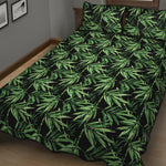 Watercolor Bamboo Pattern Print Quilt Bed Set