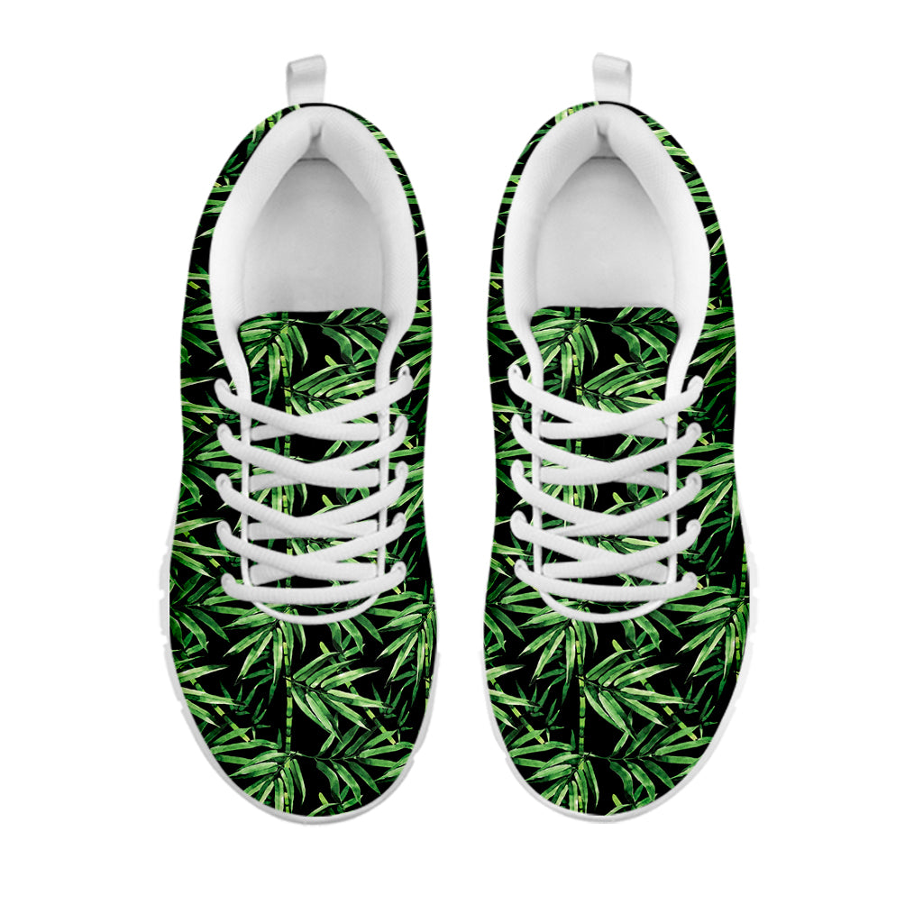 Watercolor Bamboo Pattern Print White Sneakers